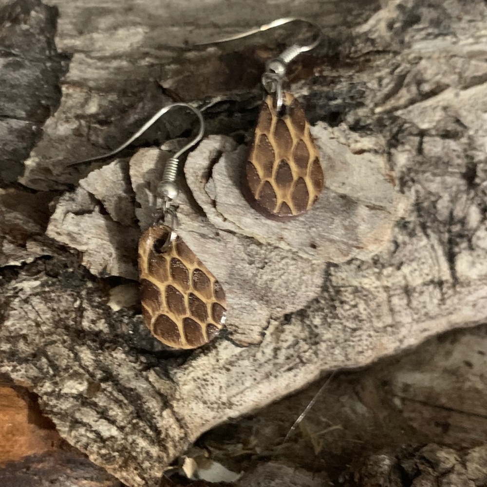 Brown Faux Leather Earrings